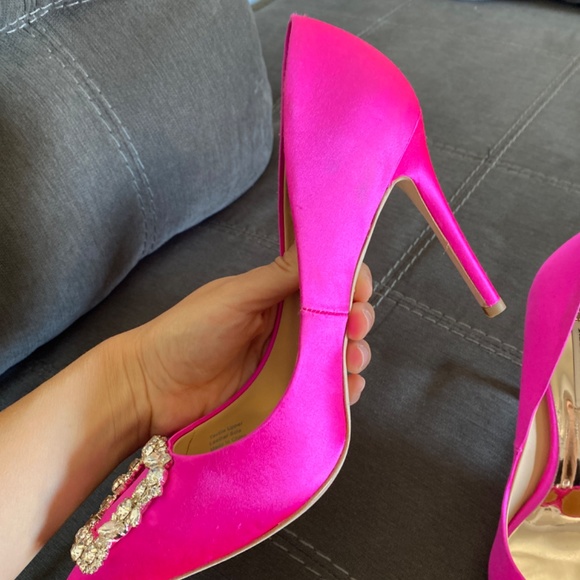 Badgley Mischka | Shoes | Badgley Mischka Pink Crystal  Badgley Mischka Fuchsia Heels with Crystal Embellishment